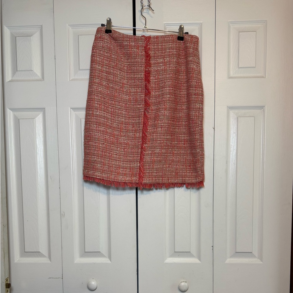 New York & Company Red Tweed Pencil Skirt